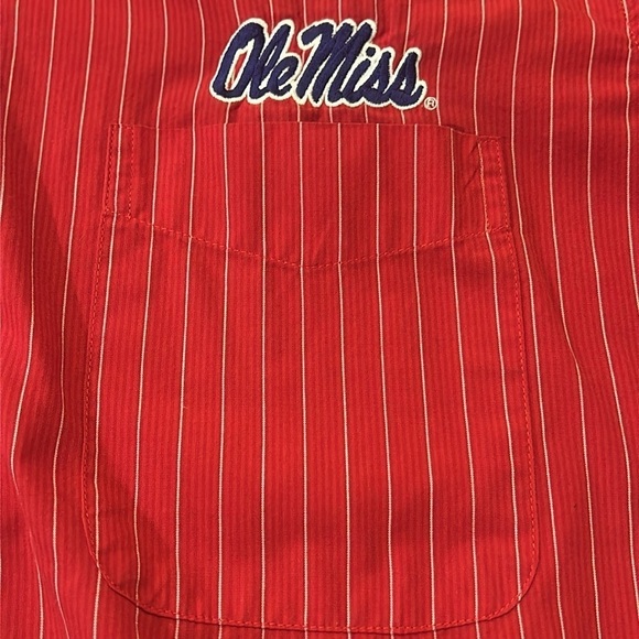 Antigua Red Striped Casual Button Down Shirt - Picture 6 of 12